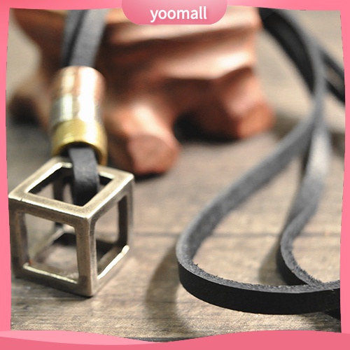 Vòng Cổ Choker Dây Da Mặt Khối Lập Phương Rỗng Phong Cách Punk Cổ Điển Cho Nam Và Nữ