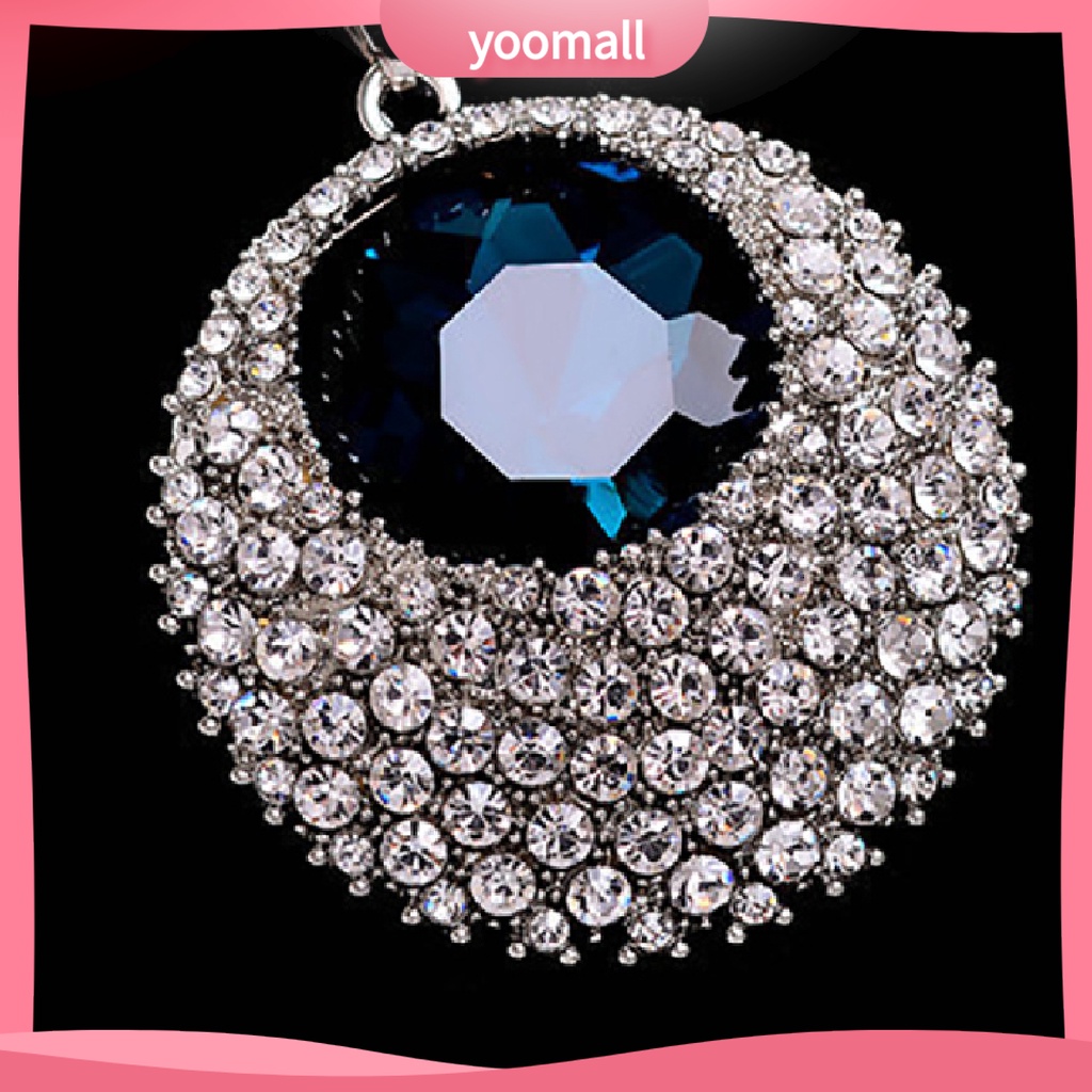 Vòng cổ Dài Mặt Tròn Đính Đá Phong Cách Cổ Điển Cho Nữ