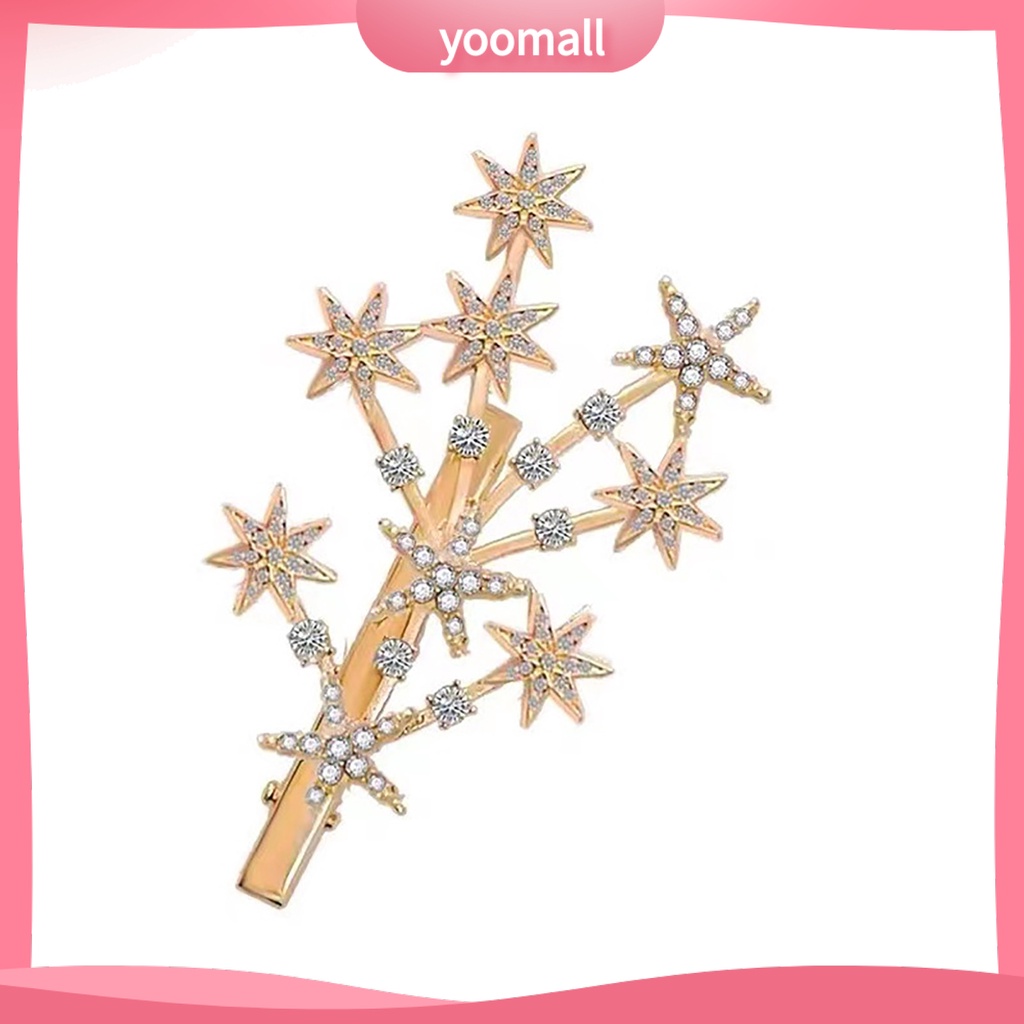 Kẹp Tóc Hình Ngôi Sao Đính Đá Màu Sắc / Vàng / Bạc Sang Trọng Cho Nữ
