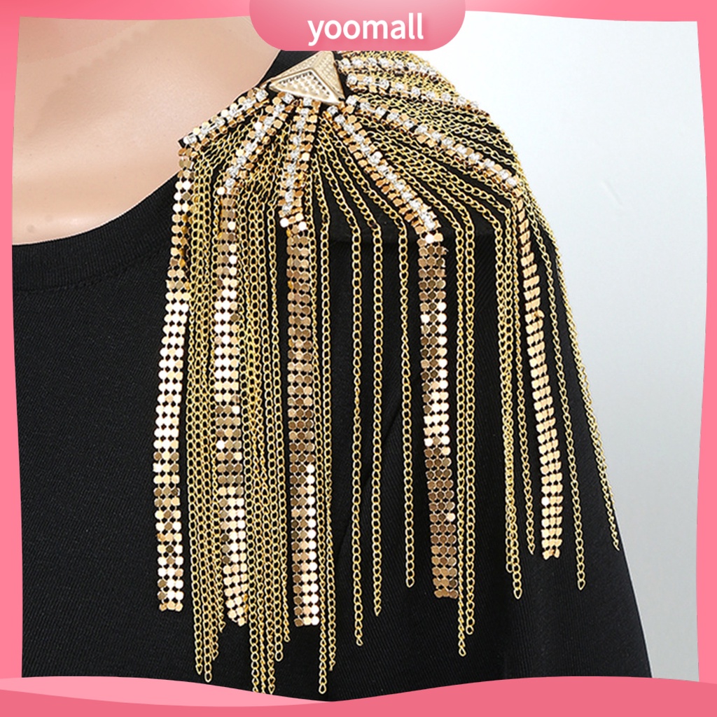 Ghim Cài Áo Kim Loại Đính Đá Phối Tua Rua Dài Thanh Lịch Cho Nam Nữ