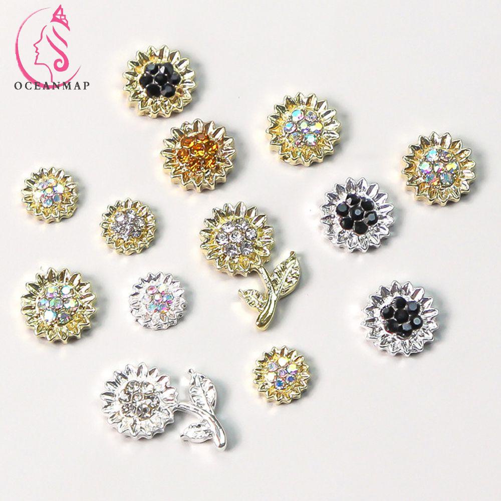 OCEANMAP Phụ Kiện Đá 3D Hình Hoa Lá Trang Trí Móng Tay Nghệ Thuật