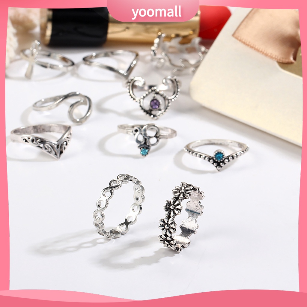 Set 10 Nhẫn Đeo Khớp Ngón Tay Phong Cách Vintage