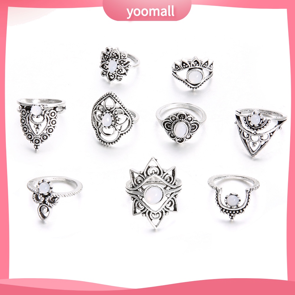 Set 9 Nhẫn Đeo Khớp Ngón Tay Phong Cách Retro