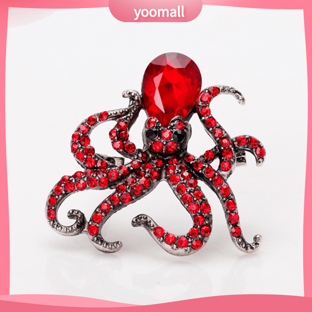 Ghim Cài Áo Hình Bạch Tuộc Đính Đá Dễ Thương