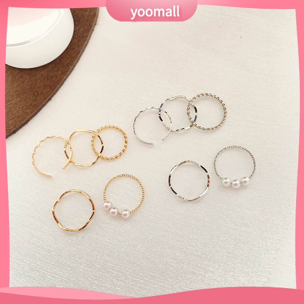 Bộ 5 Nhẫn Đính Ngọc Trai Giả Phong Cách Hàn Quốc / Nhật Bản / Nhật Bản Độc Đáo Thời Trang Dự Tiệc Cưới