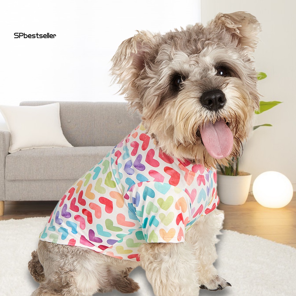 Áo Sát Nách Cổ Tròn In Họa Tiết Trái Tim Nhiều Màu Xinh Xắn Cho Cún Cưng