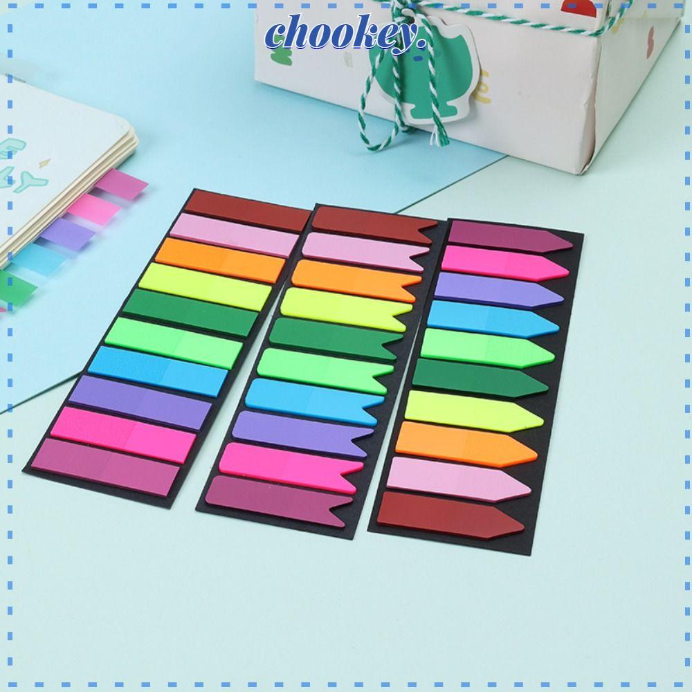 CHOOKEY Set 1200 Tấm 6 Bộ Giấy Ghi Chú Tự Dính 3 Thiết Kế 1200 Cái 10 Màu Dành Cho Văn Phòng