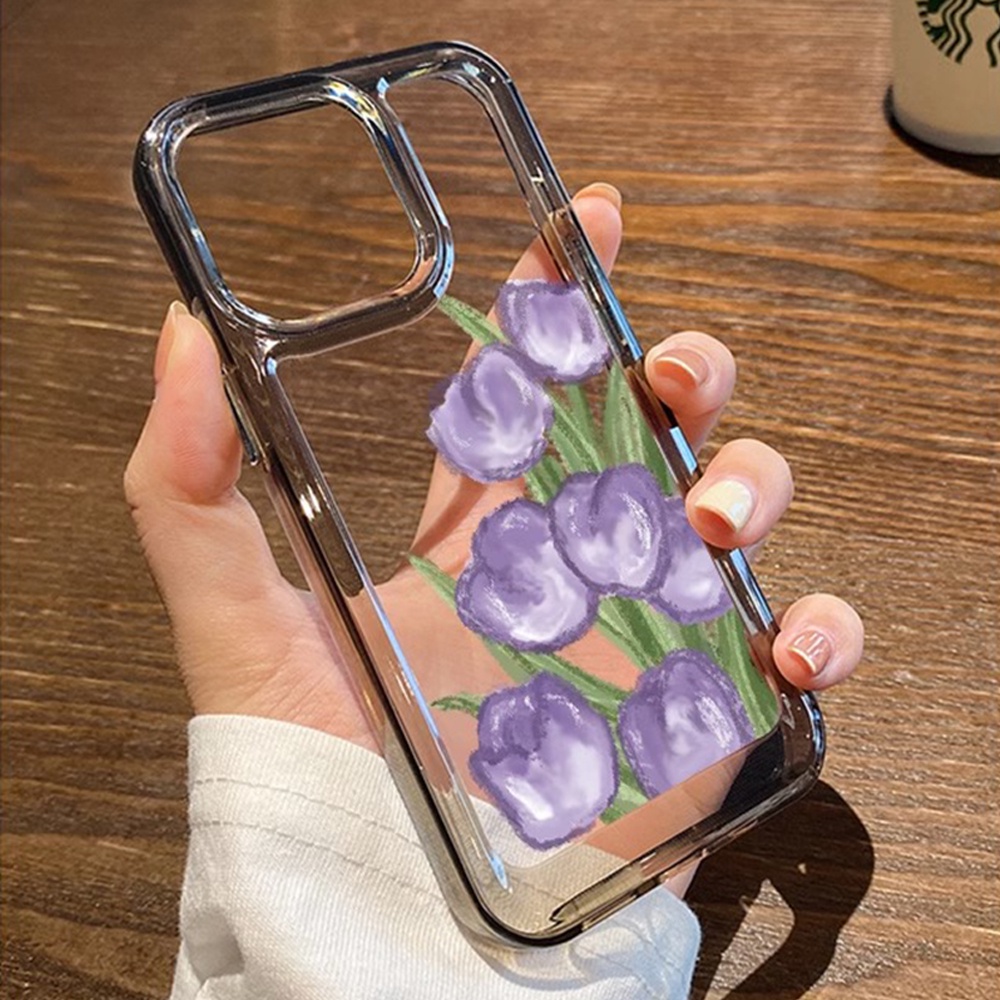 Ốp Điện Thoại TPU Mềm Chống Rơi Chống Bụi Bẩn Họa Tiết Hoa Tulip Cho IPhone 14 13 12 11 Pro Max X XR 8 7 Plus