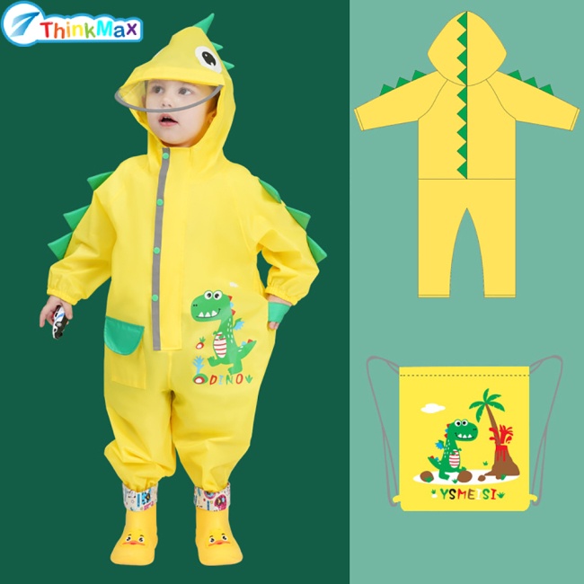 Áo Mưa Liền Thân Có Mũ Trùm Họa Tiết Hoạt Hình Phản Quang Dễ Thương Cho Bé