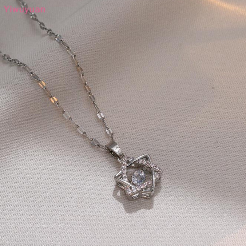 < Yiwuyuan > Dây Chuyền Mặt Ngôi Sao Sáu Cánh Đính Đá Thời Trang Hàn Quốc Nhẹ Nhàng Cho Nữ