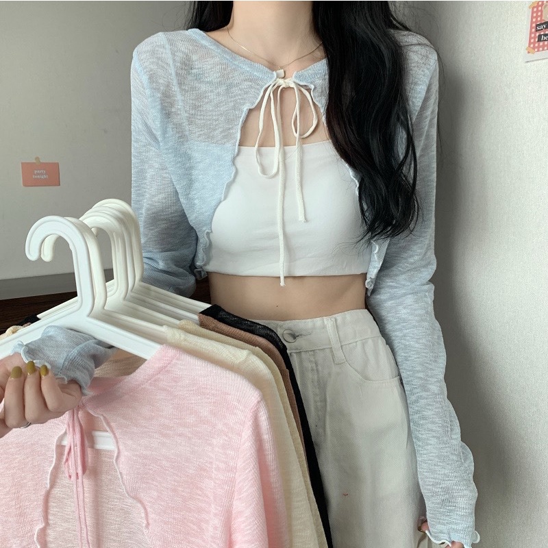 Áo Khoác Cardigan Dệt Kim Mỏng Chống Nắng Thời Trang Mùa Hè