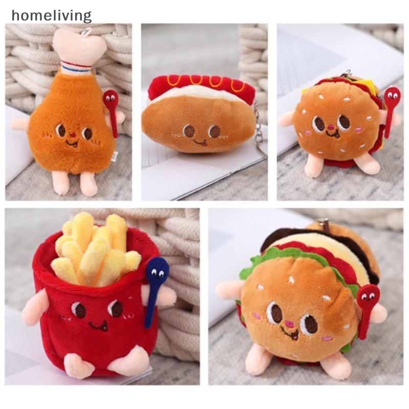 Móc Khóa Hình Hamburger Hot Dog Nhồi Bông 10cm Dễ Thương