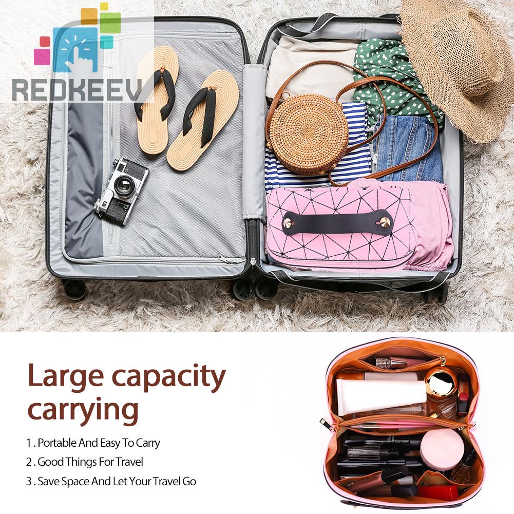 Túi Da PU Đựng Mỹ Phẩm Đa Năng Họa Tiết Lưới Hình Thoi