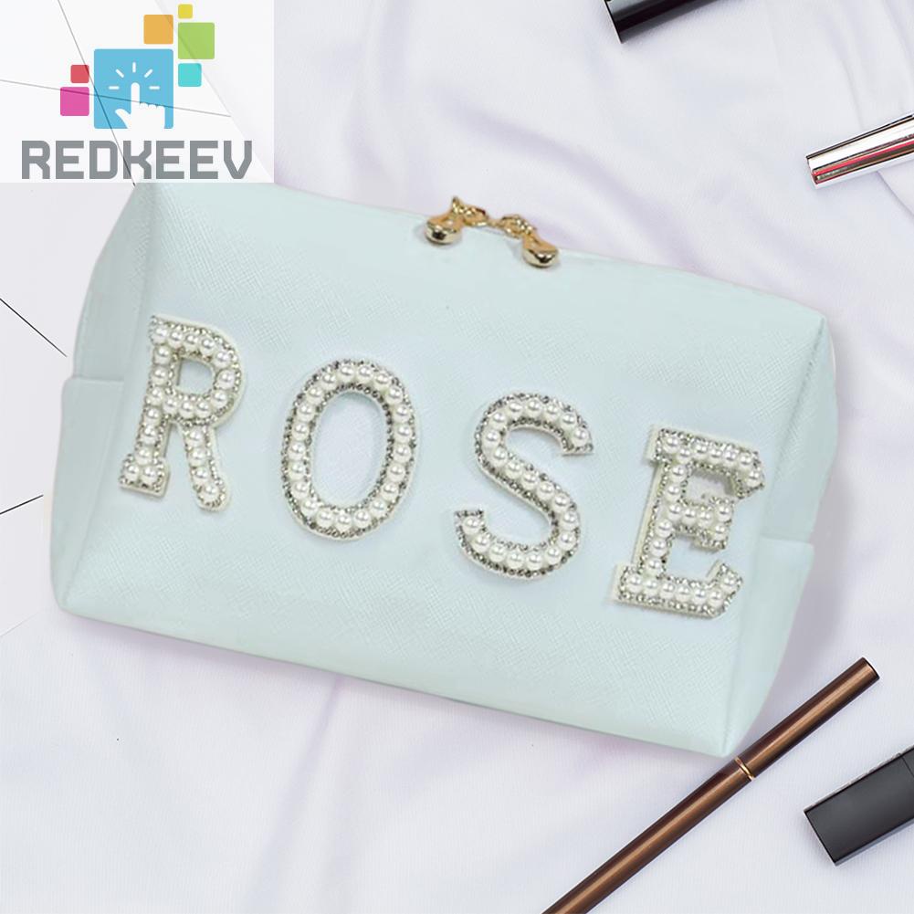 Túi Đựng Mỹ Phẩm Bằng Da PU In Chữ Nhỏ Gọn Tiện Dụng Mang Theo Du Lịch