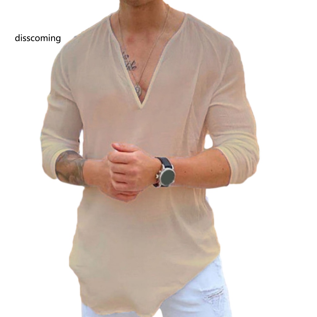 Áo Khoác Dáng Dài In Họa Tiết Cá Tính Trẻ Trung| Áo Sơ Mi Nam Cổ Chữ V Tay Lửng Dáng Rộng Thấm Hút Mồ Hôi Màu Sắc Đơn Giản