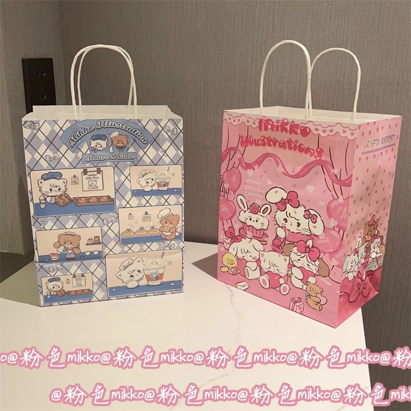 Túi Giấy Đựng Quà Sinh Nhật In Hình Mèo Dễ Thương Cho Bé Gái