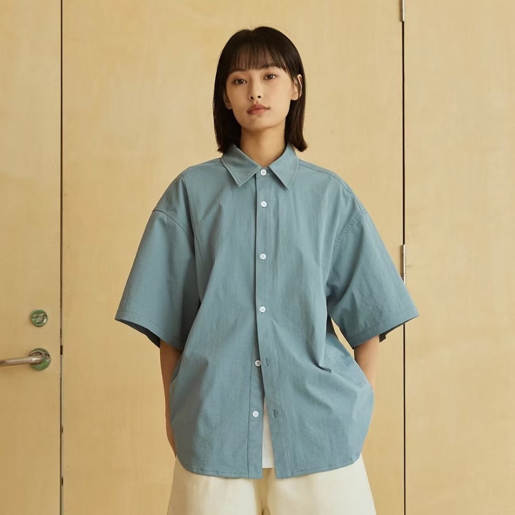 O Sơ Mi Nam Cơ Bản Phong Cách Hàn Quốc, Màu Sắc Đơn Giản, Chất Liệu Cotton Kiểu Dáng Rộng Rãi, Thích Hợp Cho Các Hoạt Động Giải Trí Và Thời Trang Cặp Đôi