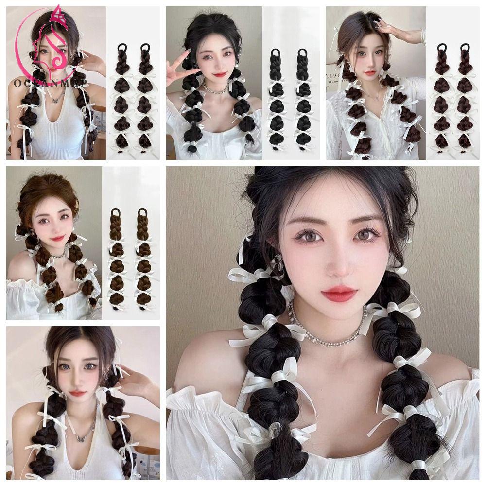 Tóc Giả Kiểu Thắt Bím Đuôi Ngựa Bằng Sợi Tổng Hợp Cách Nhiệt Phong Cách Hàn Quốc