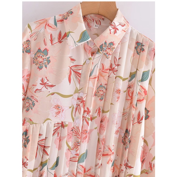 Áo Sơ Mi Zara Tay Dài Dáng Rộng Cài Khuy In Họa Tiết Phong Cách Cổ Điển Thời Trang Mùa Hè Cho Nữ 23