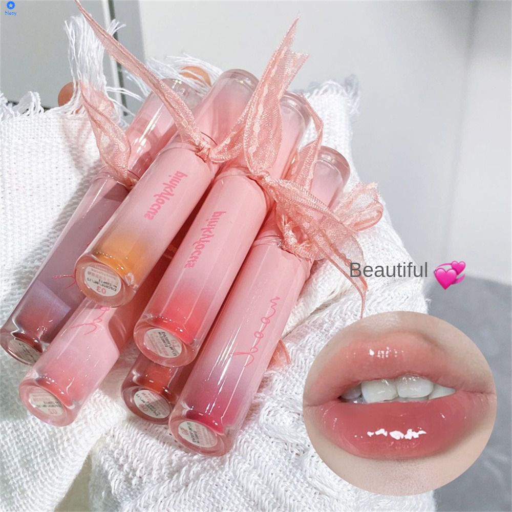 Pinkyfocus Gloss Mirror Lip Glaze Chống dính cốc Pure Desire Moisturising Jelly Lip Gloss Son bóng cho nữ 【bluey】