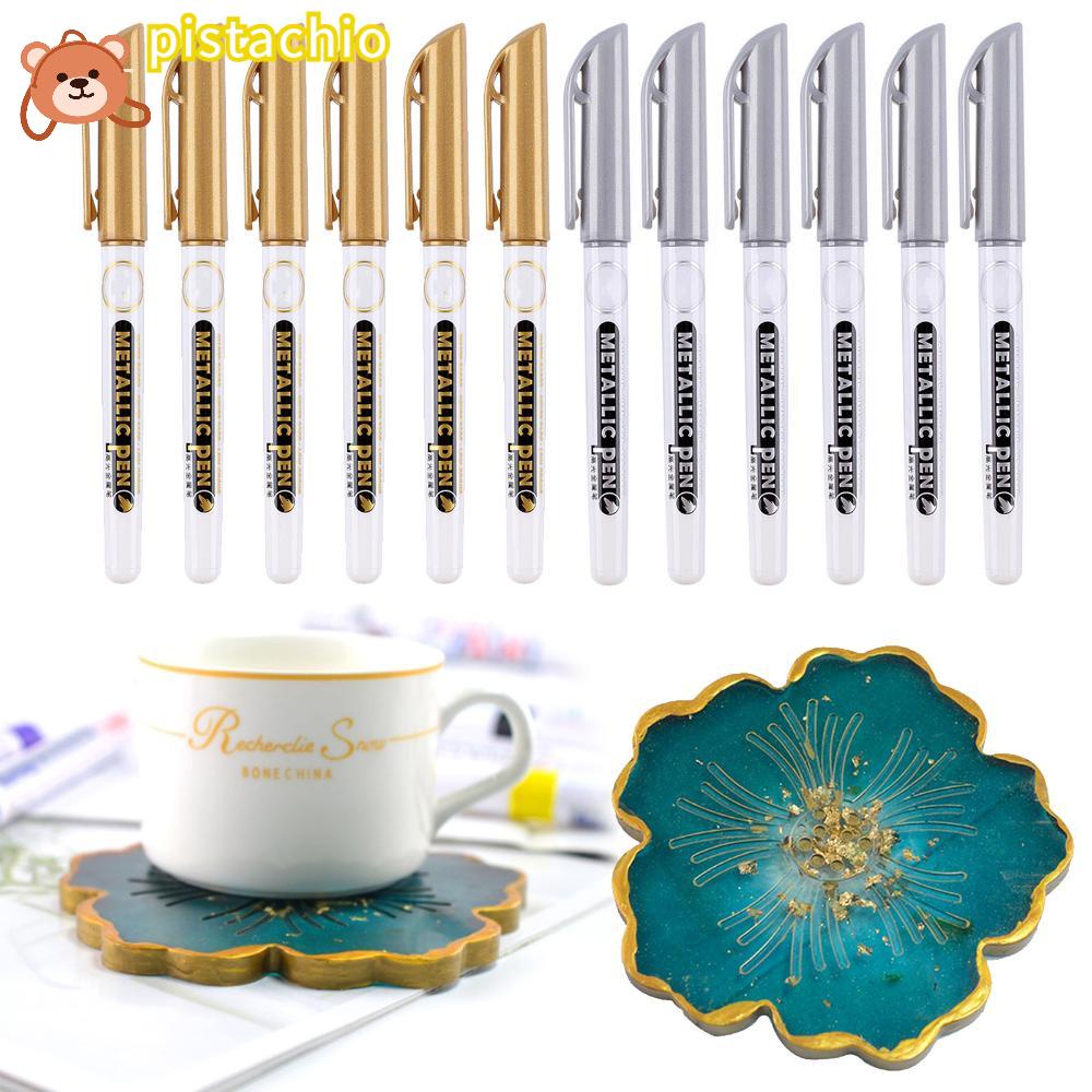 Bộ 2 / 6 Bút Lông Màu Vàng / Bạc Bằng Nhựa Acrylic Dùng Vẽ Tranh