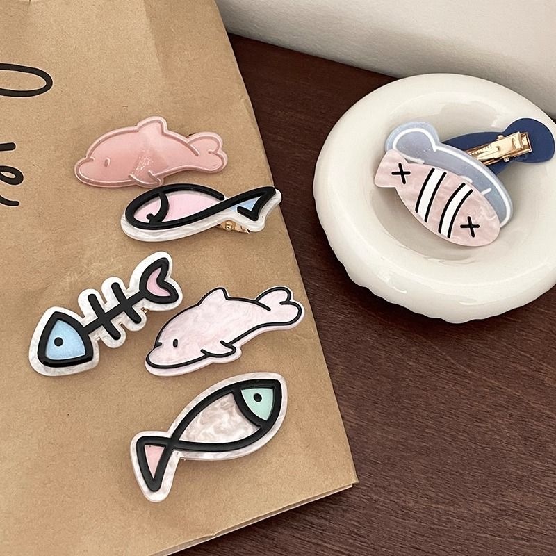 Kẹp Tóc Một Bên Hình Cá Nhiều Màu Dễ Thương Cho Nữ