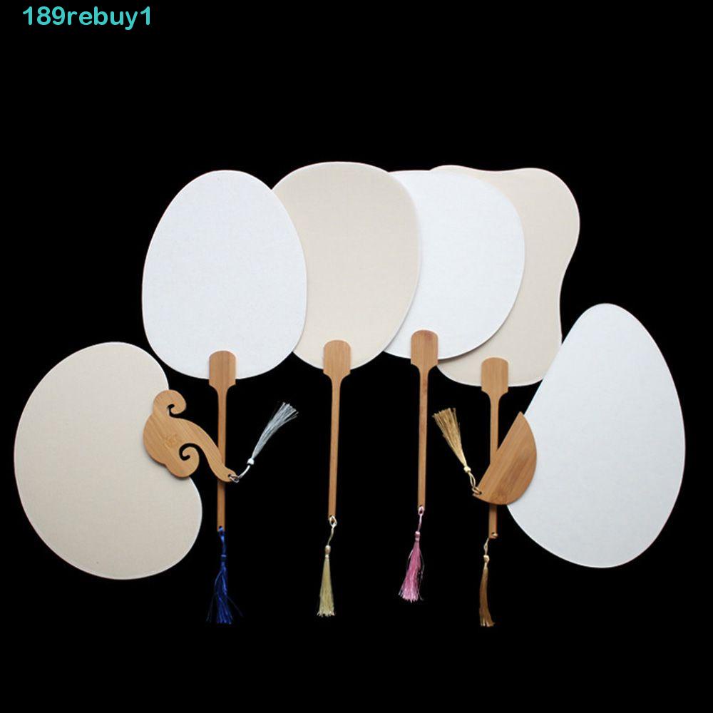 Rebuy1 Quạt Giấy Trắng Họa Tiết Mùa Hè Vẽ Tay Thư Pháp Trang Trí Nhà Cửa DIY