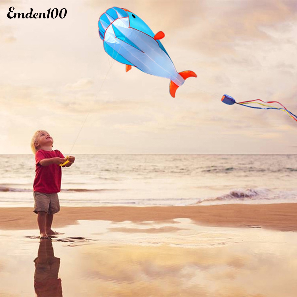 Diều Hình Cá Heo 3D Không Khung Kèm 30m Dây Thả Cho Bé