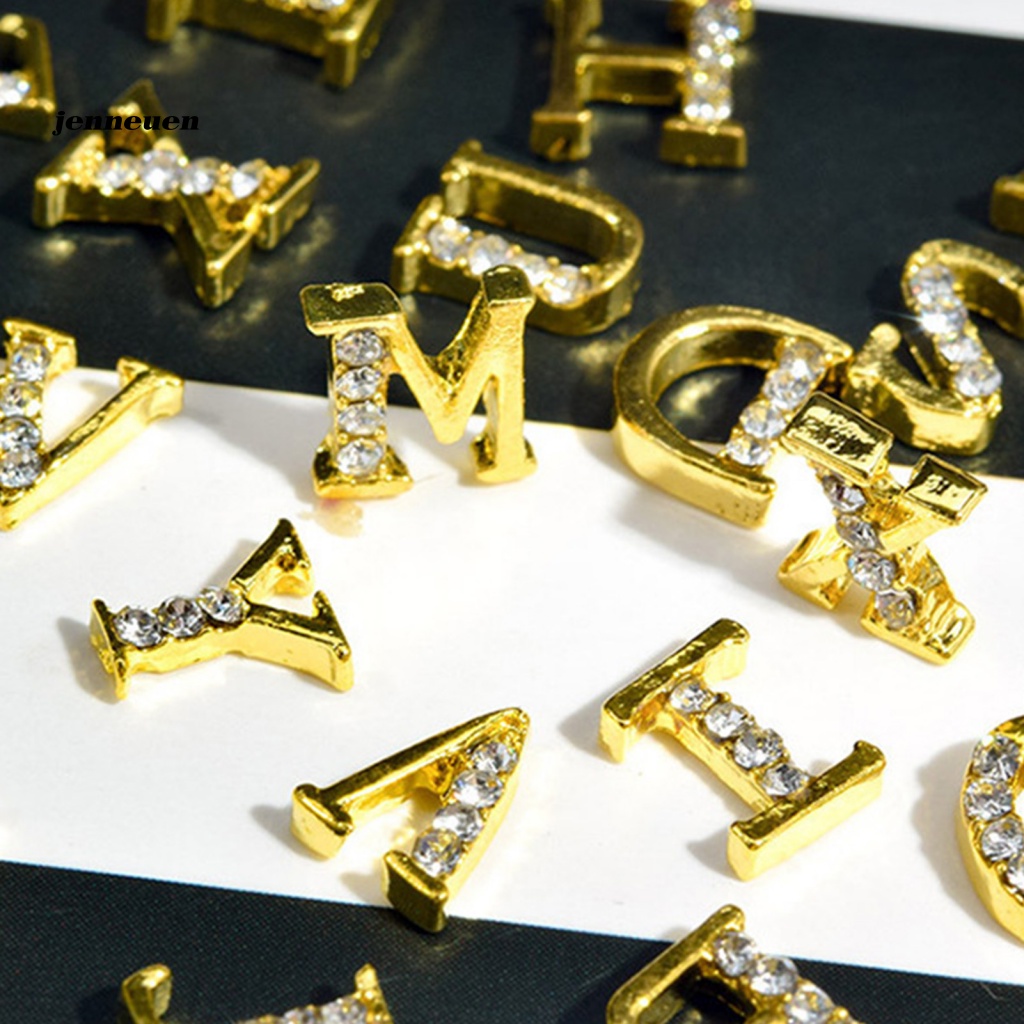 Set 26 Phụ Kiện Trang Trí Móng Tay / Móng Chân Chống Trượt In Chữ Đính Đá