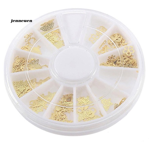 Hộp Đề Can Họa Tiết Hoa Bướm 3D Bằng Kim Loại Màu Vàng Kim Dùng Để Trang Trí Móng Nghệ Thuật