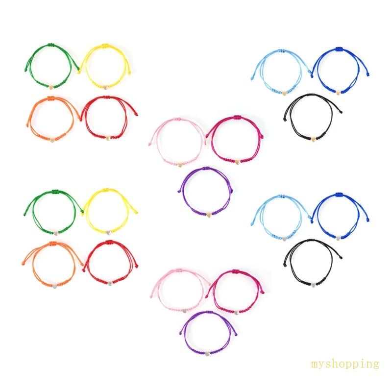 Vòng Tay Dây Bện Mặt Hình Trái Tim May Mắn Handmade Có Thể Điều Chỉnh Dành Cho Nữ