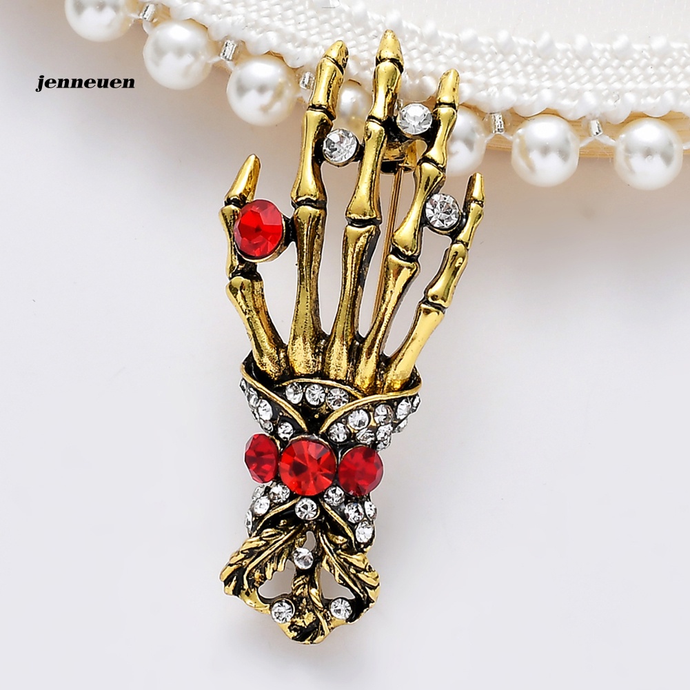 Ghim Cài Áo Hình Bàn Tay Đầu Lâu Đính Đá Nhân Tạo Thời Trang