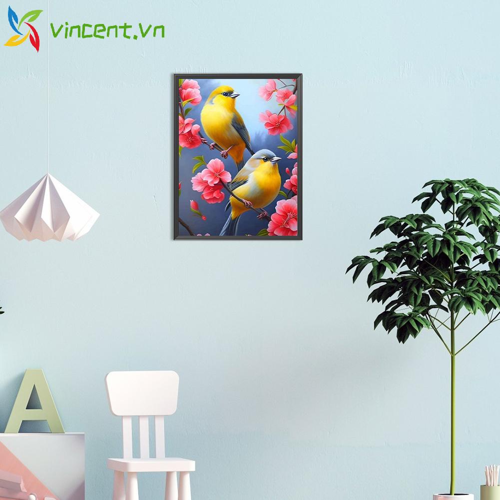 Tranh Đính Đá Kim Cương Toàn Bộ 5D DIY Hình Vẽ Chim Và Hoa