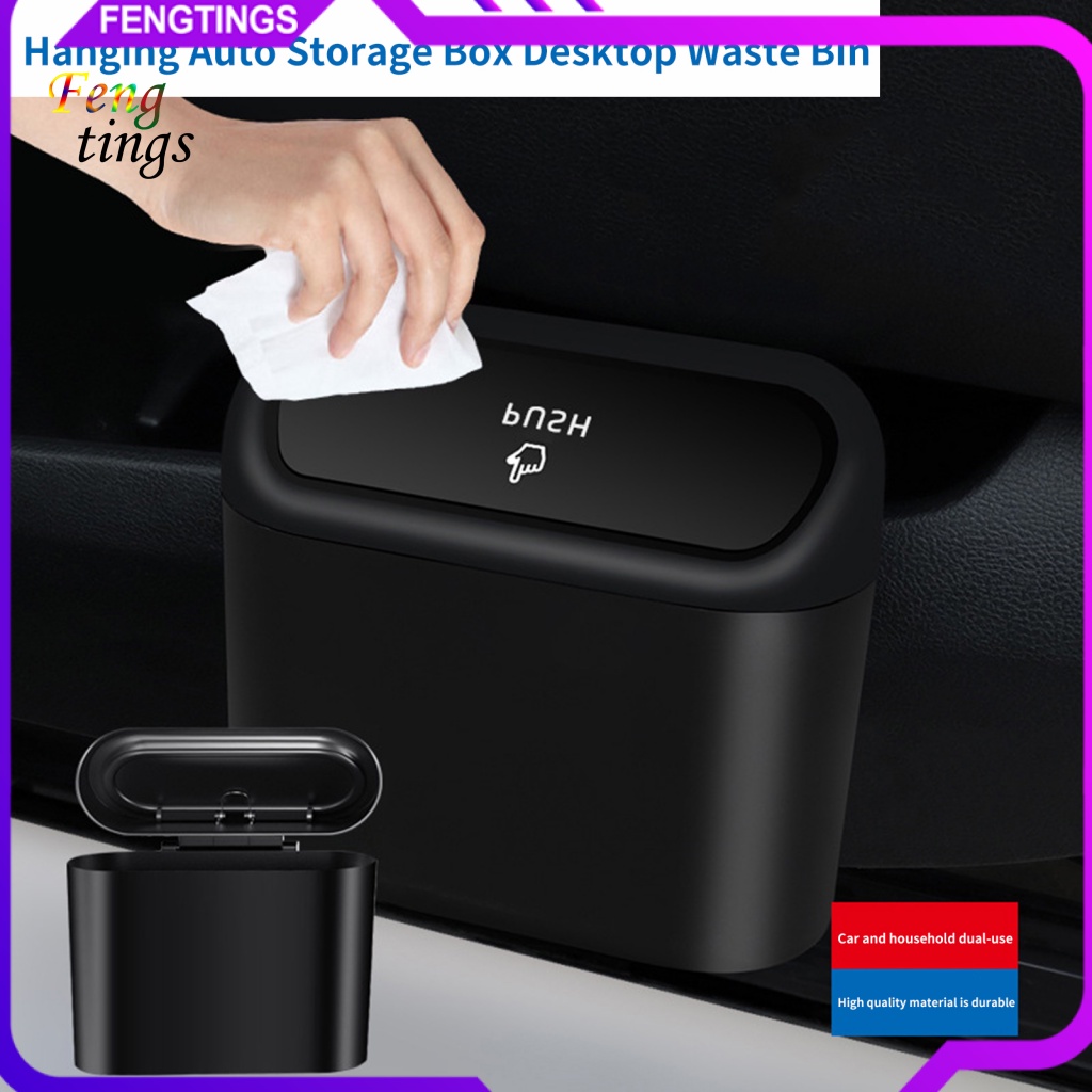 Thùng Rác Nắp Lật Màu Đen Dạng Kẹp Tháo Rời Được Đa Năng Dành Cho Xe Hơi