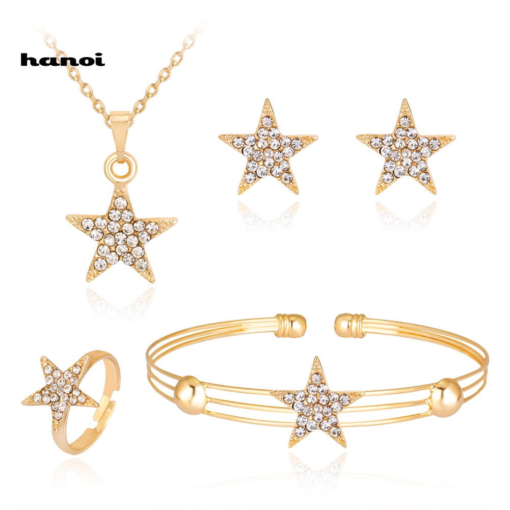 Bộ Trang Sức Hình Ngôi Sao Đính Đá Nhân Tạo Thời Trang