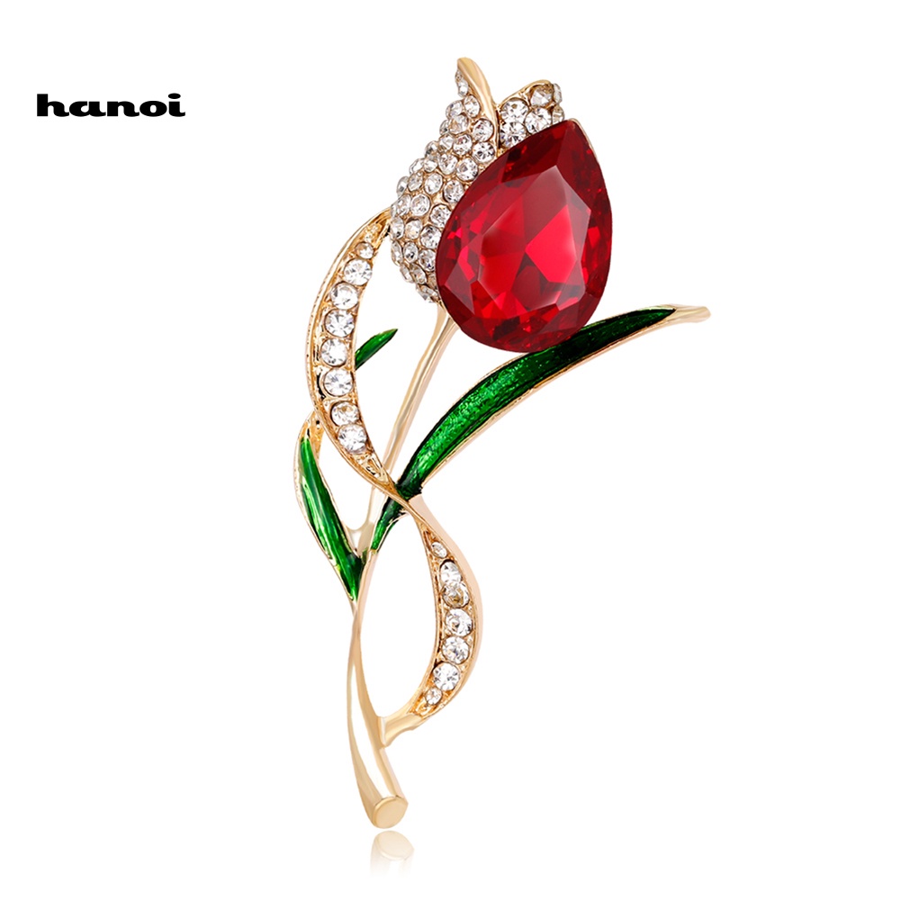 Ghim Cài Áo Hình Hoa Tulip Đính Đá Nhân Tạo Thời Trang Cho Nữ