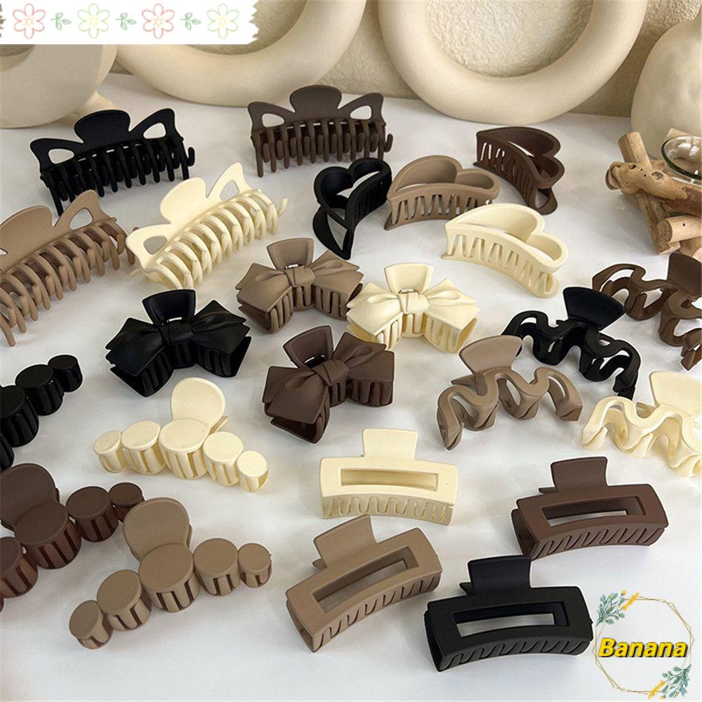 BANANA Nữ Vuốt Tóc Cà Phê Cua Đen Kẹp Tóc Acrylic Bé Gái Kẹp Tóc