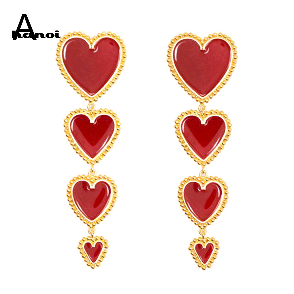 Khuyên Tai Nữ Dáng Dài Hình Trái Tim Thời Trang