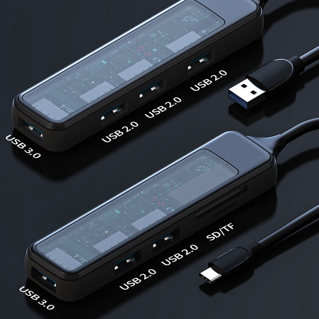 Bộ Chia USB 3.0 Type C Hub 5 Trong 1 Tốc Độ Cao Đầu Đọc Thẻ Nhớ SD TF Cho Điện Thoại / Laptop