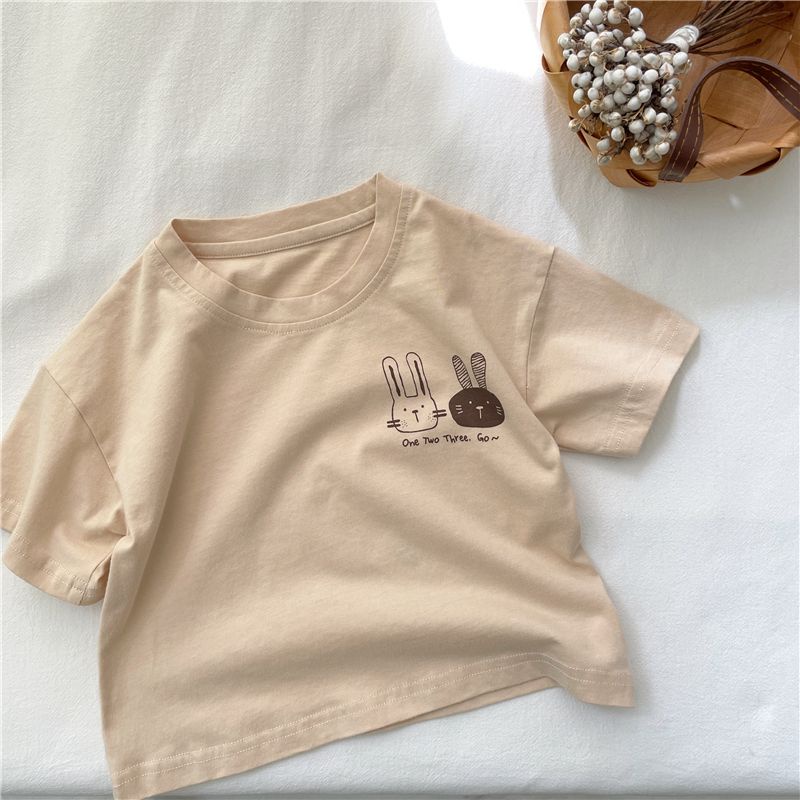 Áo Thun Cotton Mỏng Tay Ngắn Màu Trơn Cổ Tròn Thời Trang Mùa Hè 2023 Mới Cho Bé