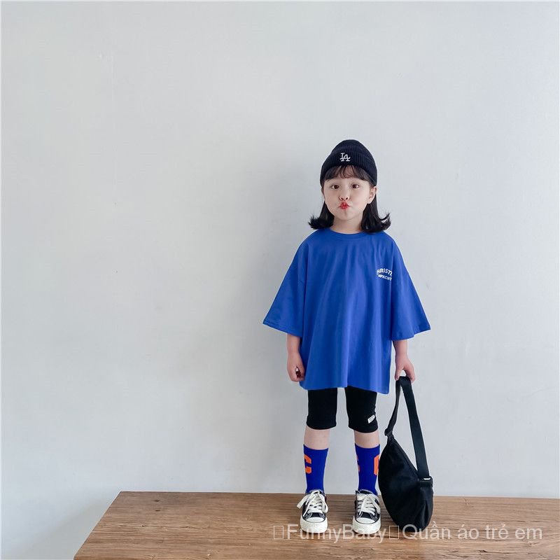 Áo Thun Cotton Tay Ngắn Cổ Tròn In Hoạt Hình Phong Cách Hàn Quốc Thời Trang Mùa Hè 2023 Dành Cho Bé Gái