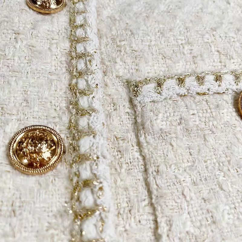 Áo Khoác Vải Tweed Dáng Ngắn Phong Cách Hàn Quốc Thời Trang Xuân Thu Hàng Mới 2023