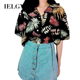 IELGY Áo Sơ Mi Tay Ngắn Phong Cách Hawaii Dành Cho Nữ
