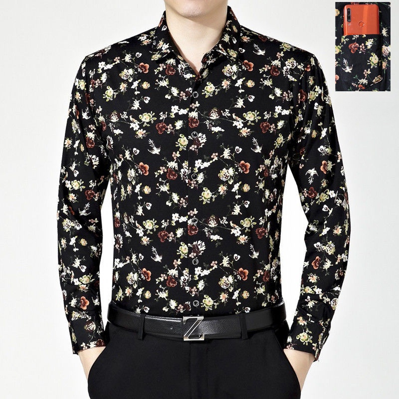 Áo Sơ Mi Nam Dài Tay In Họa Tiết Thời Trang