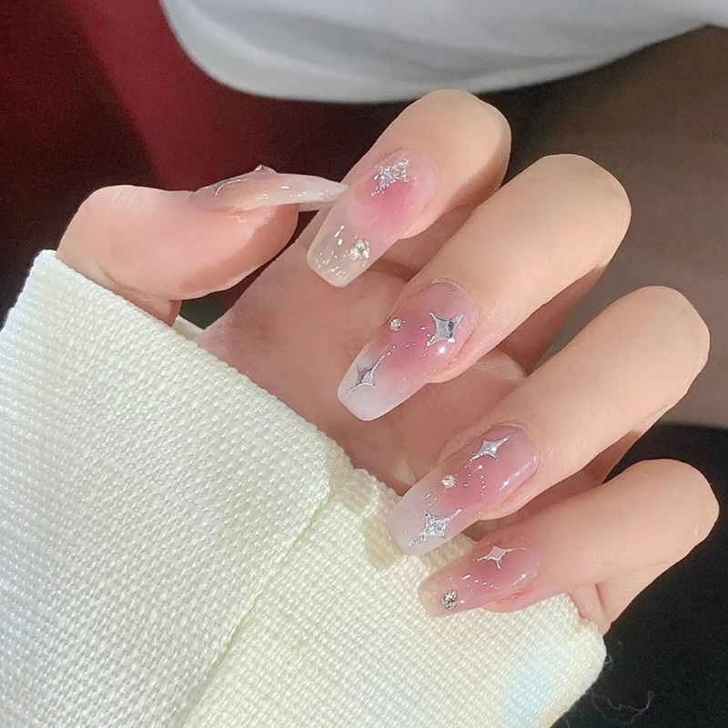 Nhãn Dán Trang Trí Móng Tay Tự Dính Họa Tiết Mặt Trăng Ngôi Sao Trái Tim Dập Nổi 3D Sáng Tạo