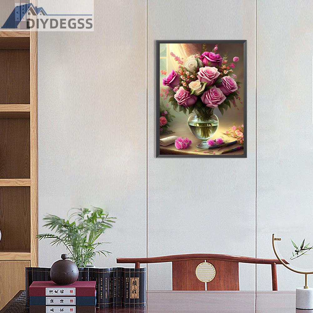 Tranh Đính Đá Kim Cương Toàn Bộ 5D DIY Hình Vẽ Hoa Hồng