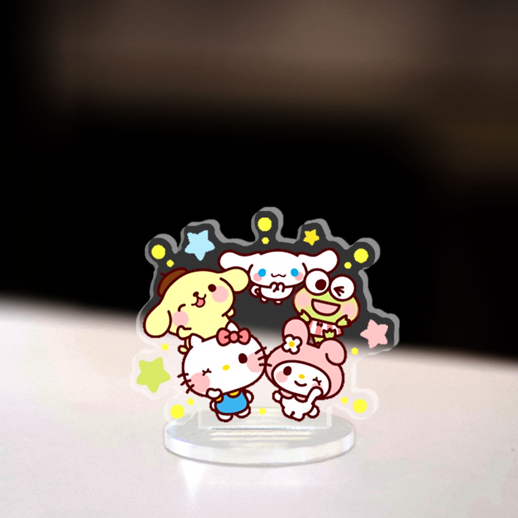 Mô hình Mini Sanrio Standee Chibi Các Nhân Vật Hello Kitty Kuromi Keroppi Melody trang trí góc học tập cao 3cm