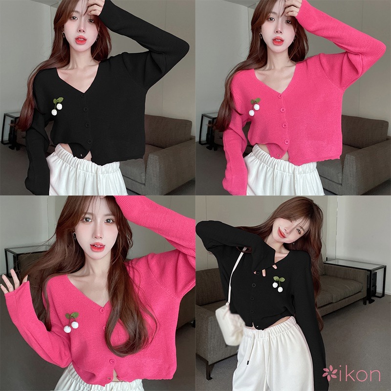 Áo Khoác Cardigan Dệt Kim Tay Dài Màu Sắc Ngọt Ngào Thời Trang Xuân Thu Cho Nữ