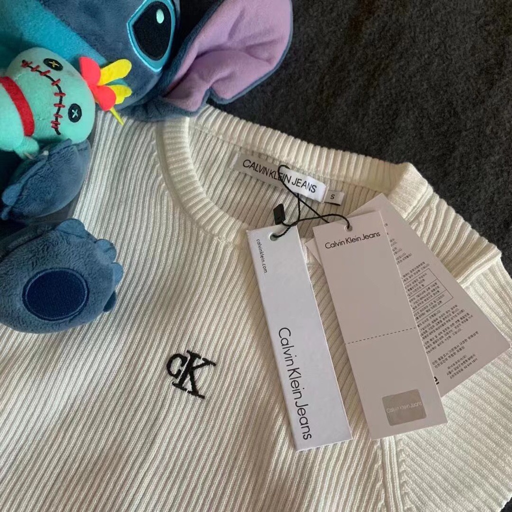 Áo Tank Top Dệt Kim Tay Ngắn Hở Lưng Chính Hãng 100% Cavlin Klein