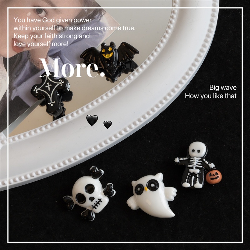 Kẹp Tóc Mini Hình Ma / Dơi Phong Cách Gothic Dễ Thương Thời Trang Halloween 2023 Y2k